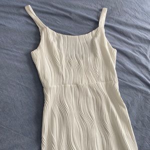 White Rihoas Ripple Backless midi length dress for bridal events! Never worn